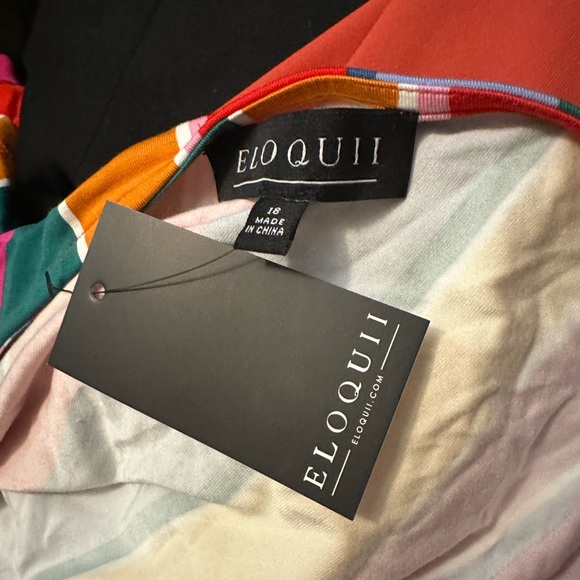 NWT Eloquii Women's Plus Size Wrap Around Dress Rainbow Stripe Size 18 - Picture 4 of 5